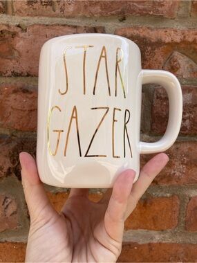 Rae Dunn Mug with Gold Lettering - STAR GAZER -Virgo symbol